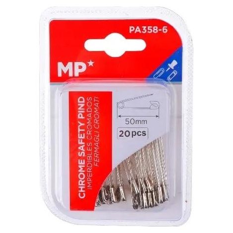 Imperdibles plateados de 50 mm x 20 unidades