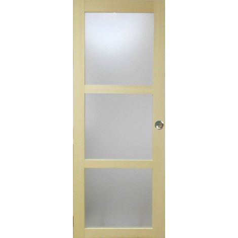 Porta scorrevole smaltata Ayous impiallacciato 3 vetri H204 x L83 + 2 gusci installati