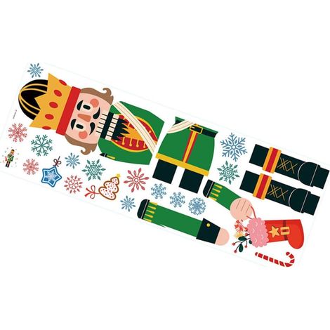 Autocollants de Noël Casse-Noisette en PVC 1 Feuille Sticker Fenêtre Autocollant pour Réfrigérateur Décoration Fête Noël Motif Flocon et Soldat Facile à Appliquer Résidus (1/5)