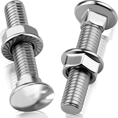 Lot de 25 Boulon Tete Ronde Collet Carré M5 × 30 Boulons de Carrosserie avec Écrou Hexagonal à Bride pour Bricolage, Automobile et Charpente Métallique (1/5)
