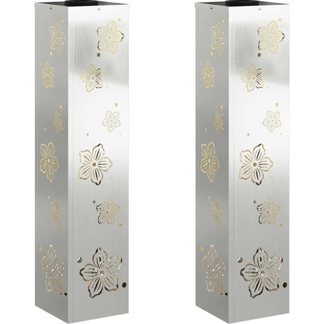 Set di 2 lampade da camino solari dal design moderno per giardino 18 x 18 x 80 cm in acciaio arrugginito 020052564