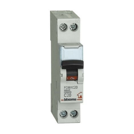 Interrupteur thermique magnétique modulaire BTicino FC881C20 C20 1P+N 1M 4,5kA