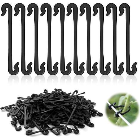 300 Stück Plant Clips, Reusable Plant Support Clips Tomato Tie for Tomatoes, Eggplants, Peppers, Flowers, Cucumbers (Black) (1/5)