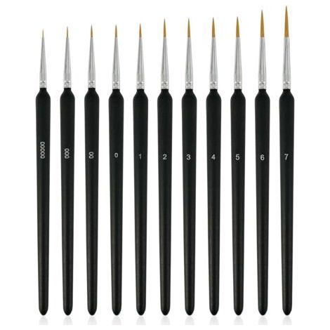 BUNTHAUS 11-teiliges Konturpinsel-Set mit weichen Borsten, Miniatur-Pinsel-Set für Detailmalerei, Pinsel für Kunstmalerei mit feinen Details (1/5)