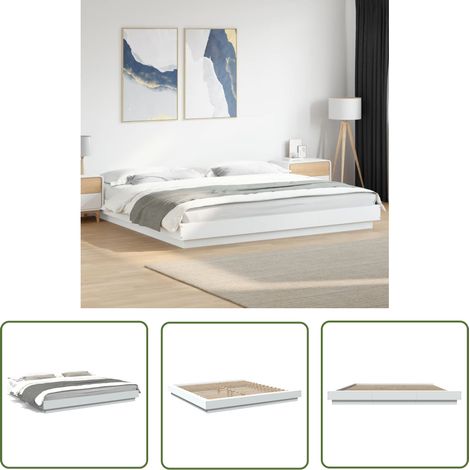 The Living Store Bettgestell Weiß 180x200 cm Holzwerkstoff - Holzbettfassungen - Doppelbett - Weißer Rahmen - Lattenrost - Modernes Bett (1/5)