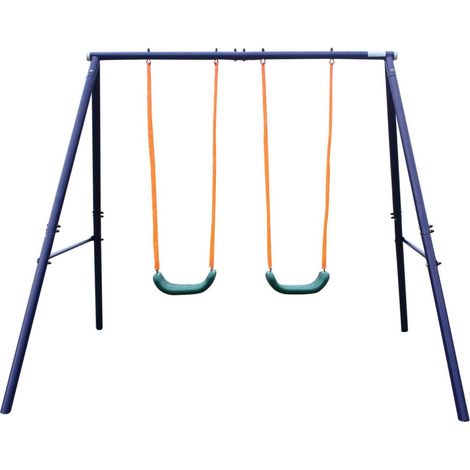 Altalena doppia per bambini in acciaio blu e verde, 3-8 anni, portata 90,72 kg, MODENUIT (1/5)