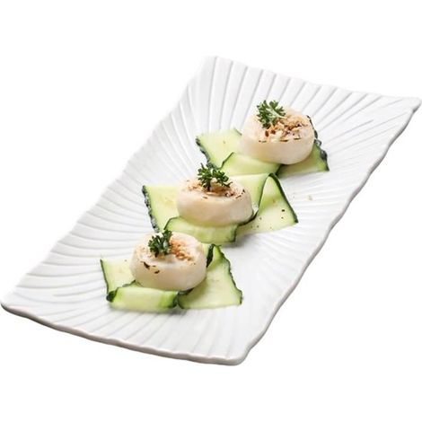 Fuentes rectangulares para servir，platos rectangulares para postre de 23,9 x 10,9 x 1,6 cm，platos de cerámica blanca para aperitivos (1/5)