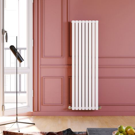 ELEGANT Vertical Radiator 1600 x 472mm Single Panel Designer White Oval Column Heating Rad (1/5)