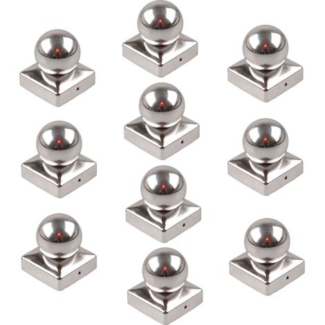 10x Pfostenkappe Edelstahl 91 mm Kugel Abdeckkappe für Pfosten 9 x 9 cm