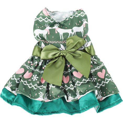 Robe pour chien, mode mignon, thème de noël, motif cœur, cerf, chiot, été pour fête, photographie quotidienne S (1/5)
