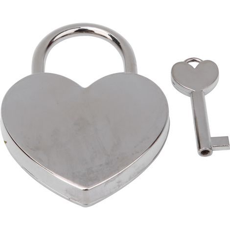 Cadenas Vintage Cœur Métal Antique avec Clé 45x59mm Fournitures Artisanat Maison Argenté (1/5)