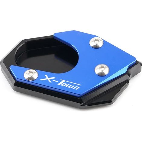 (Bleu) Compatible avec les motos KYMCO XTown X-Town 125, 300, 300i et 125i : béquille latérale, extension, plaque de support, coussinet d'agrandissement. Maxpower (1/4)