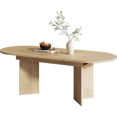 Table à manger extensible 120/160 80 cm, pour 4–6 personnes, avec coins arrondis, plateau épaissi, style simple, couleur chêne (old sku:N634D0003E) (1/5)