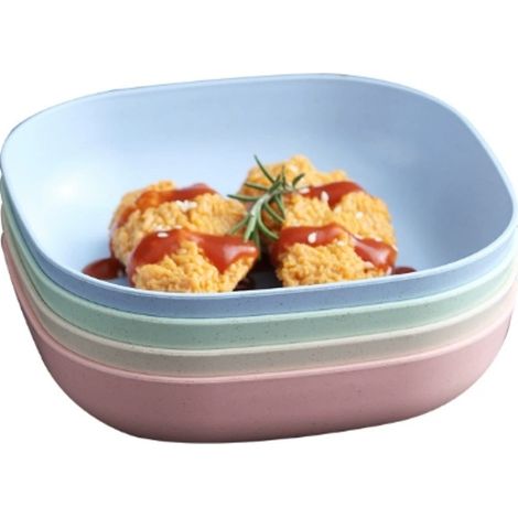 10 Assiettes en paille de blé, carrées légères biodégradables, pour enfants céréales snacks (1/5)