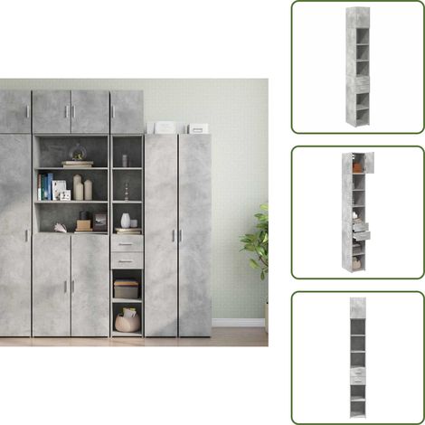 Hochschrank Schmal Betongrau 30x42,5x225 cm Holzwerkstoff - Hochschrank - Hochschränke - Hochschrank Schmal - Schrank Schmal