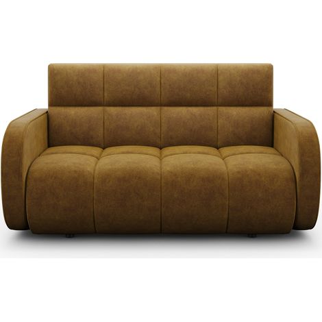 Canapé convertible tissu DENVERS – Avec coffre de rangement-Jaune (1/5)