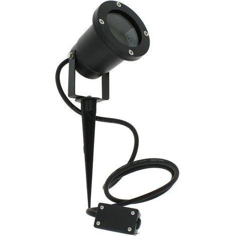 Arum Lighting – Projecteur à piquer en aluminium noir IP65 – Pour ampoule GU10 max 35W – Câble 1M20 inclus – Éclairage extérieur durable