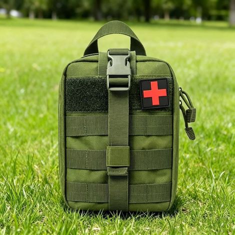 Sac Médical Tactique IFAK, Kit de Premiers Secours Militaire EMT avec Système MOLLE, Pochette de Survie Déchirable pour Traumatisme, Urgences Extérieures et Usage Domestique (1/5)