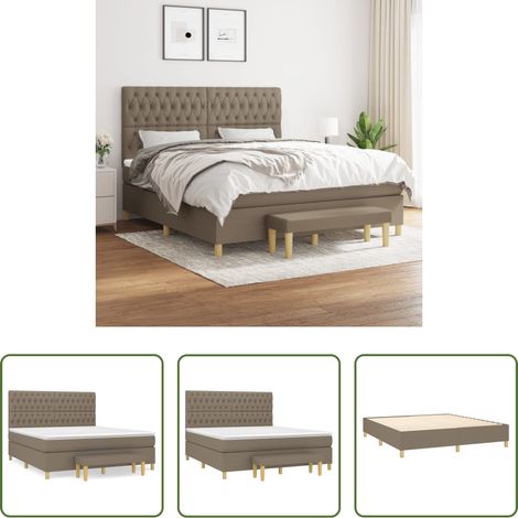 Matelas à ressorts ensachés - Sommier à lattes de lit avec matelas Taupe 180x200 cm Tissu (1/5)