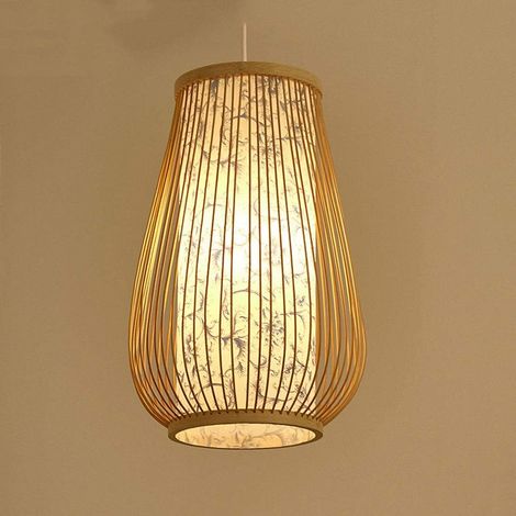 Ineasicer Lanterne Ancienne Chinoise Lampe À Suspension En Bambou Naturel Lustre Vintage Industriel Pour Chambre, BarSalle À Manger (1/4)