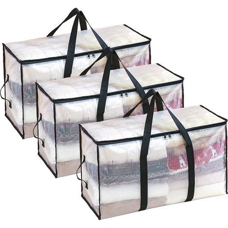 Sac de rangement transparent - sac de rangement - sac de déménagement - (3 pièces, 75l + 90l + 95L) (1/5)