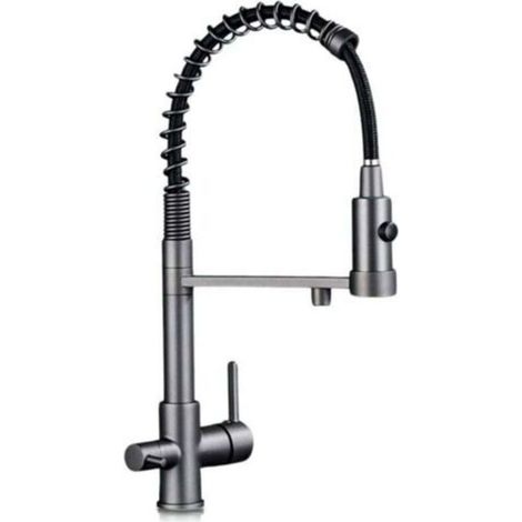 Ecleanfy-Robinet à osmose inverse 3 voies, amovible, type cuisson, de la série Zeus, gris laiton