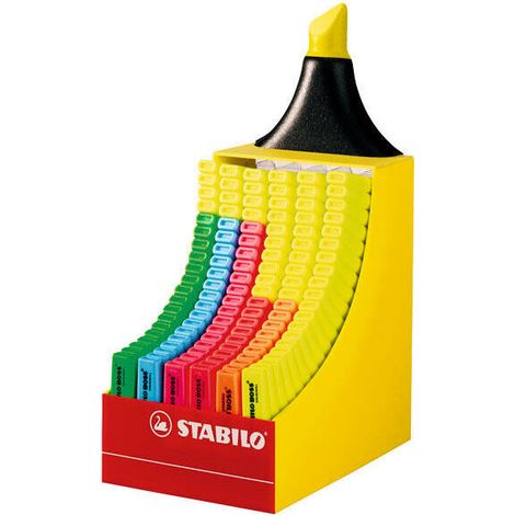 EXPOSITOR DE CARTON CON FORMA STABILO BOSS 120 UNIDADES SURTIDAS 6 COLORES TRAZO 2/5MM. STABILO 70/120-2