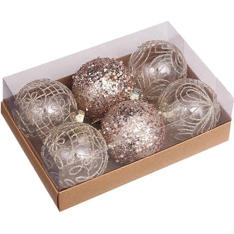 Boules de Noël transparentes en lot de 6, incassables et suspendues, décoration raffinée pour sapins de Noël et fêtes de fin d'année, compatibles avec dajkiuy (1/5)