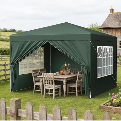Tente gazebo de jardin 300x300x260 cm en toile Oxford verte, moderne, pour terrasse FloraGrace (1/5)