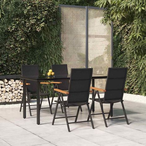vidaXL Juego comedor de jardín 5 piezas ratán sintético negro y marrón (1/5)