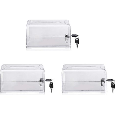 Boîte à suggestions de dons 3X avec serrure, urne, boîte à suggestions pour collecte de fonds, dons, pourboires, boîte de tombola (1/5)