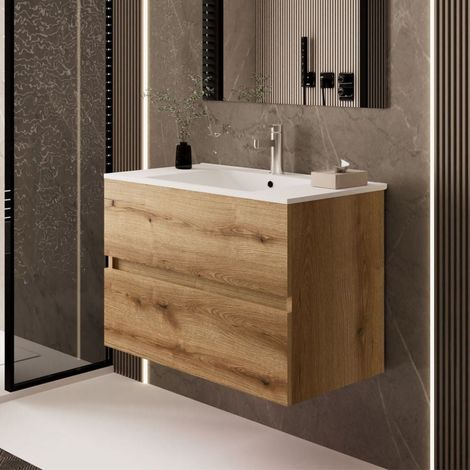 Mobile bagno sospeso 80x44.6x52H colore rovere quercia Sevilla