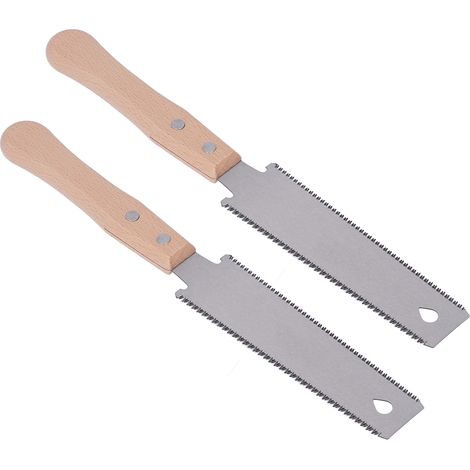 Lot de 2 scies à main double face avec manche en bois, pour coupe à ras et finitions, idéales pour le bois dur et le bois tendre (bricolage).