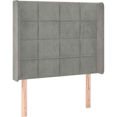 Testiera accessorio letto arredo camera con bordo laterale 83 x 16 x 118/128 cm tessuto velluto grigio chiaro TDL0205144