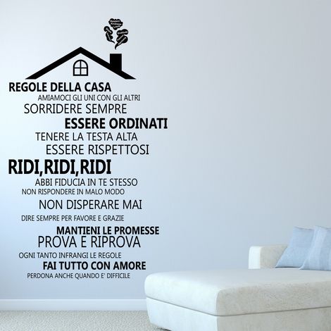 Wallflexi - Adesivi da parete Regole della casa 2 - Italian, rimovibili autoadesivi, per soggiorno, cucina, ufficio, ristorante, bar, caffetteria, hotel, decorazione per la casa, multicolore (1/4)