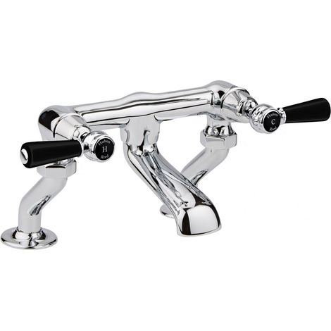 Hudson Reed Black Topaz Pillar Mounted Lever Bath Filler Tap - Chrome (1/2)