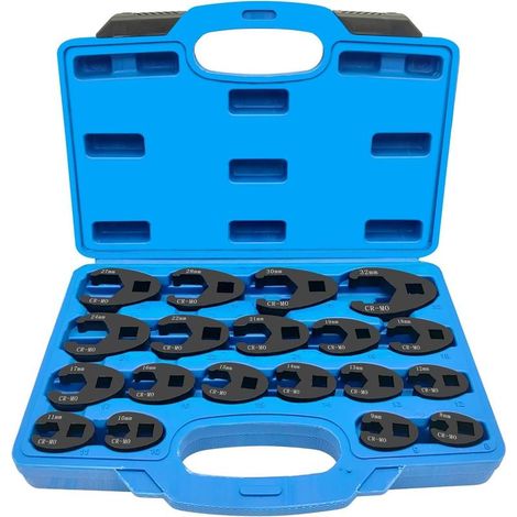Ensemble de 19 clés à écrou évasé métriques – Acier chrome-molybdène – Pour espaces restreints – Coffret de rangement inclus (1/5)