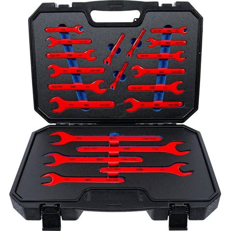 Jeu de Clés à Fourche VDE 6-32 mm - 20 pcs - Isolation Sécurisée et Précision Professionnelle, Acier - D-Work