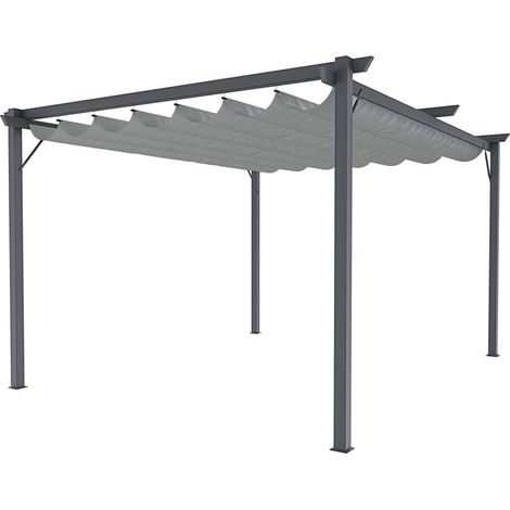 Gazebo Pergola 3 x 4 M Pergolato Con Telo Bianco Impermeabile Retrattile Richiudibile Struttura In Acciaio Bianco Per Giardino Terrazzo Piscina Esterno Fiere Campeggio Design Elegante Moderno - Misura
