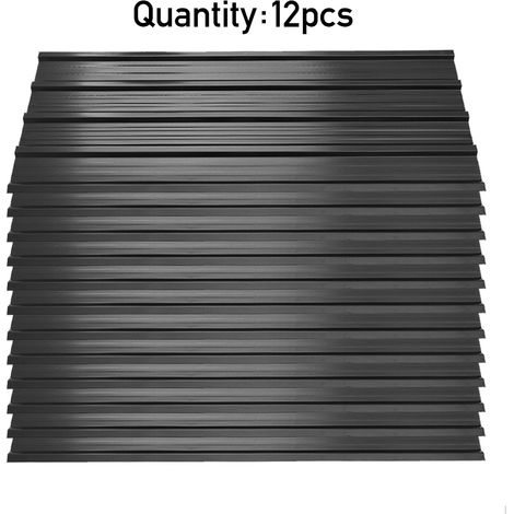 Set of 12 Black Steel Corrugated Panels (1/4)
