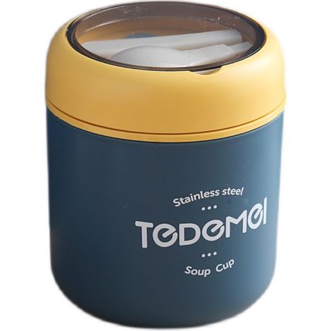 Gobelet isotherme portable avec cuillère pour petit-déjeuner, tasse à lait, café, eau, soja pour étudiants et enfants, couvercle inclus, design mignon pour fille, élégant et pratique (1/5)