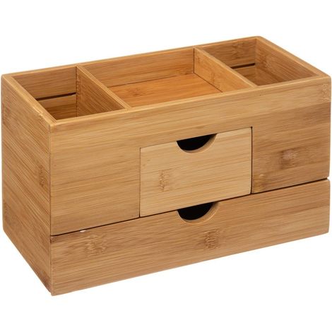 Organizador multiusos bambú con 2 cajones (1/4)