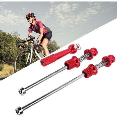 Axe de Roue Rapide Vélo Route Sécurité Antivol Alliage Aluminium (Rouge)
