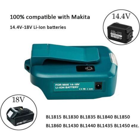 Adaptateur USB Pour Batterie Makita 18V – Avec Lampe LED Et 2 Ports, Compatible BL18, Etudevis