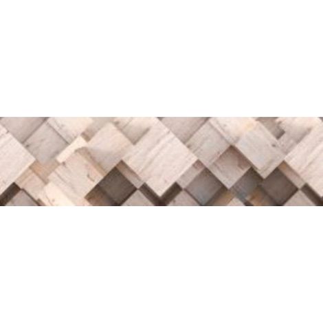 Frise murale auto-collante en bois 3D – Motif formes cubiques – 14 cm x 500 cm – Vinyle multicolore – 1 rouleau – Ag Art