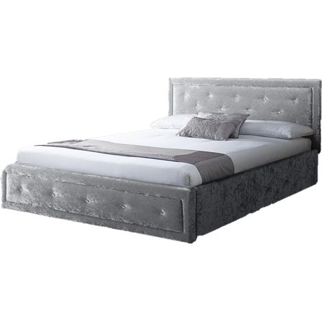 5ft Crushed Velvet 4 Drawer Bed Frame in Silver