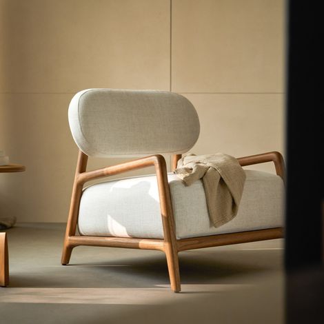 Fauteuil en mindi et tissu Romane, 1 place (1/5)