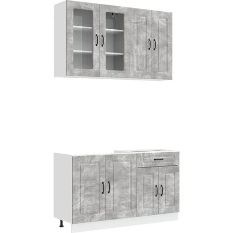 Kitchen Unit KALMAR 4 pcs Concrete Grey Engineered Wood vidaXL (1/5)