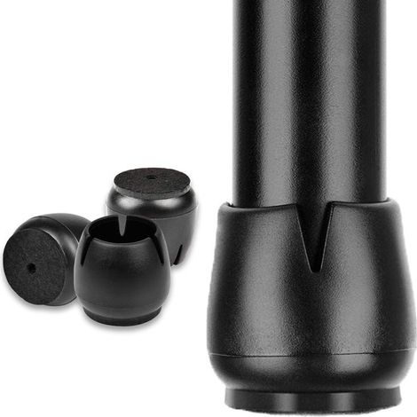 Embouts de pieds de chaise - 17-21 mm - Feutre anti-rayures - Protections - Lot de 24 - Ronds - Noirs (1/5)