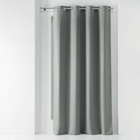 Rideau a oeillets 140 x 260 cm chambray uni solena Gris (1/6)